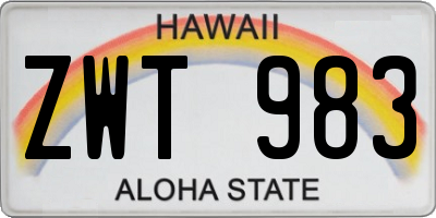 HI license plate ZWT983