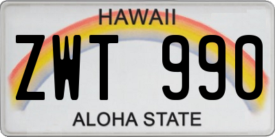 HI license plate ZWT990