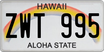 HI license plate ZWT995