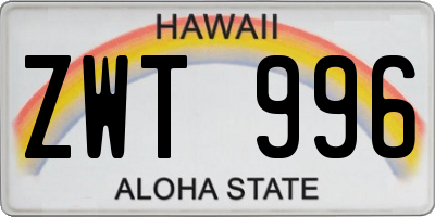 HI license plate ZWT996