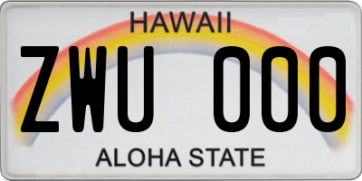 HI license plate ZWU000