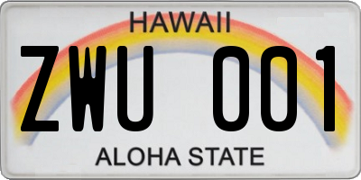 HI license plate ZWU001