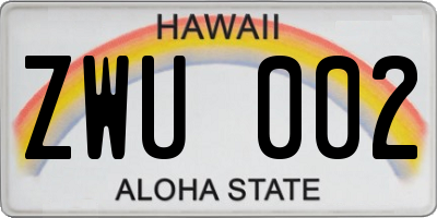 HI license plate ZWU002