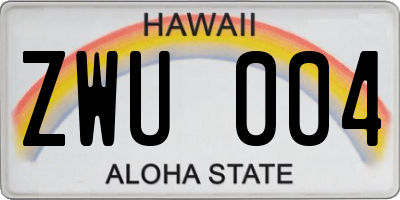 HI license plate ZWU004