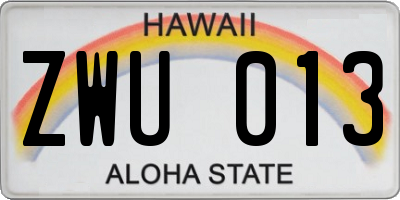HI license plate ZWU013