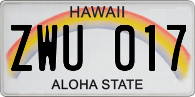HI license plate ZWU017