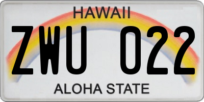 HI license plate ZWU022