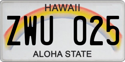 HI license plate ZWU025