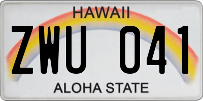 HI license plate ZWU041