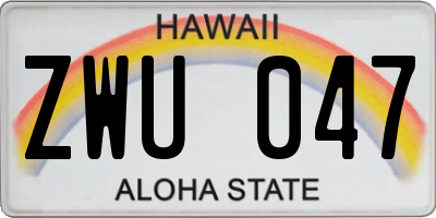 HI license plate ZWU047