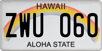 HI license plate ZWU060