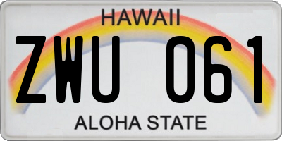 HI license plate ZWU061