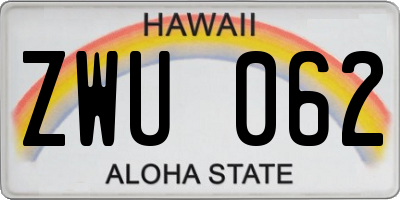 HI license plate ZWU062