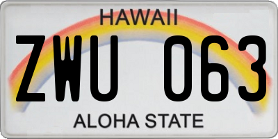 HI license plate ZWU063