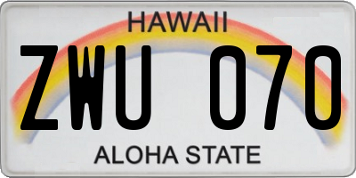 HI license plate ZWU070