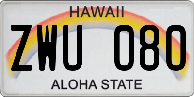 HI license plate ZWU080