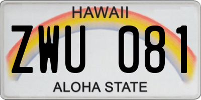 HI license plate ZWU081