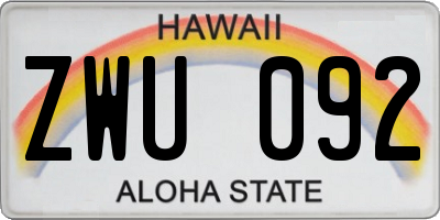 HI license plate ZWU092