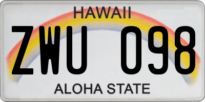 HI license plate ZWU098