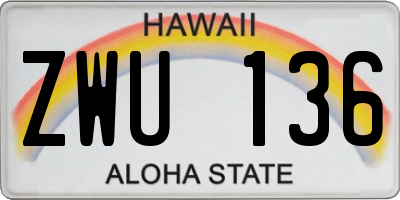HI license plate ZWU136