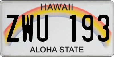 HI license plate ZWU193