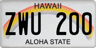 HI license plate ZWU200