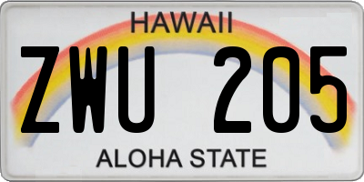HI license plate ZWU205