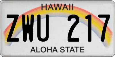 HI license plate ZWU217