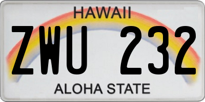 HI license plate ZWU232