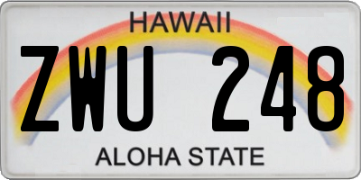 HI license plate ZWU248