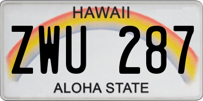 HI license plate ZWU287