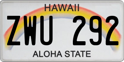HI license plate ZWU292