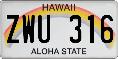 HI license plate ZWU316