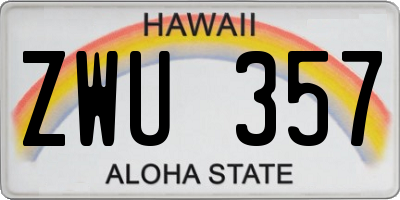 HI license plate ZWU357