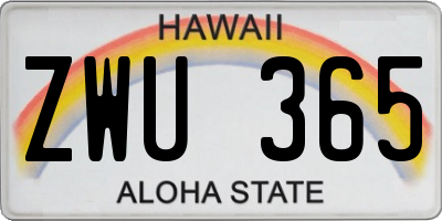 HI license plate ZWU365