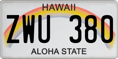 HI license plate ZWU380