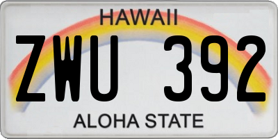 HI license plate ZWU392