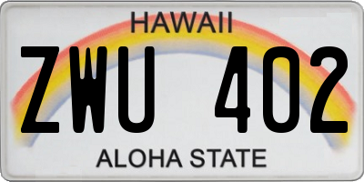 HI license plate ZWU402
