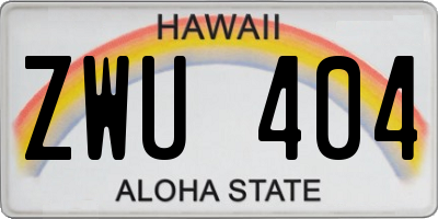 HI license plate ZWU404