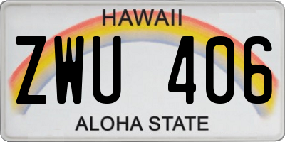 HI license plate ZWU406