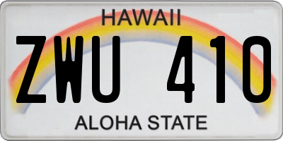 HI license plate ZWU410