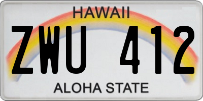 HI license plate ZWU412