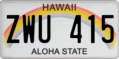HI license plate ZWU415