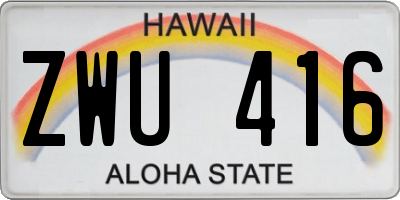 HI license plate ZWU416