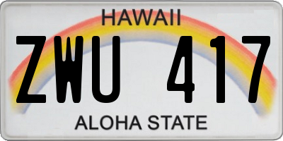 HI license plate ZWU417