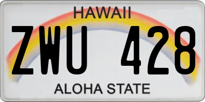 HI license plate ZWU428