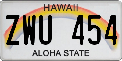 HI license plate ZWU454