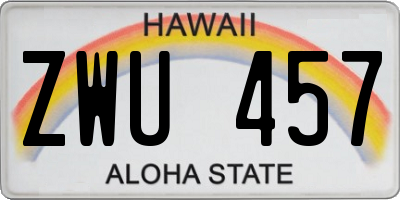 HI license plate ZWU457
