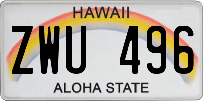 HI license plate ZWU496