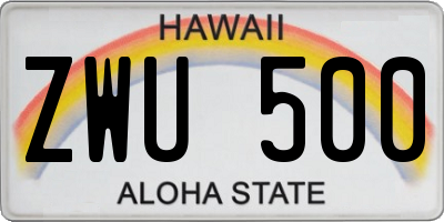 HI license plate ZWU500